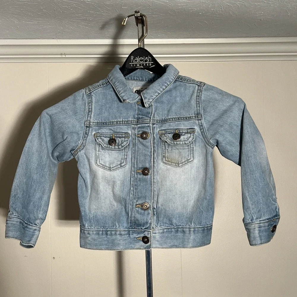 OSH KOSH Girl's Light Wash Denim Button Up‎ Jacket Size 5